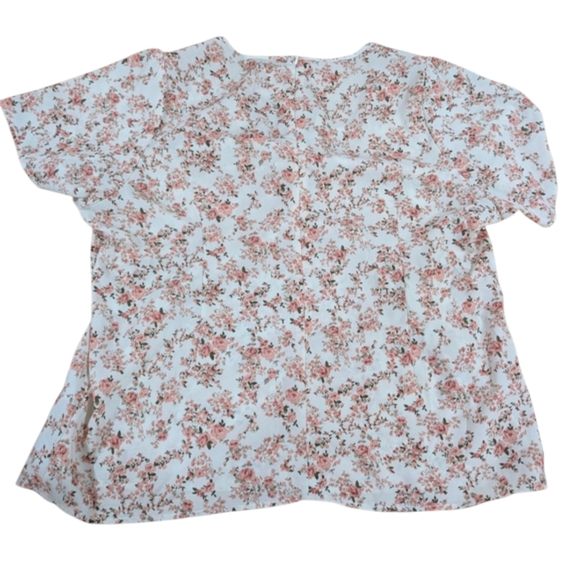 SHEIN Tops - SHEIN Blouse with Bow Detail - Pink and Cream Floral Frenzy Style